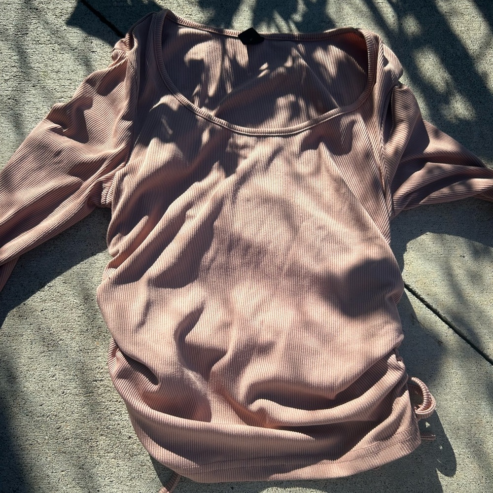 SHEIN Dusty Pink Ribbed Blouse